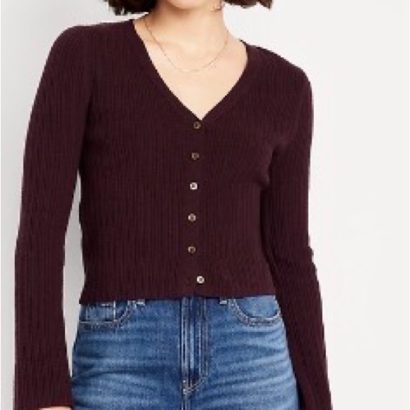 Old navy Plum Ribbed Cardigan - Picture 2 of 4